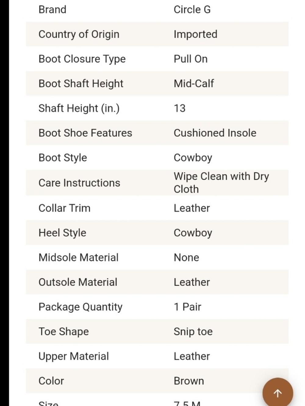 Circle G Women's 13 in. Embroidery/Studs Cowhide Western Boots - Picture 6 of 11